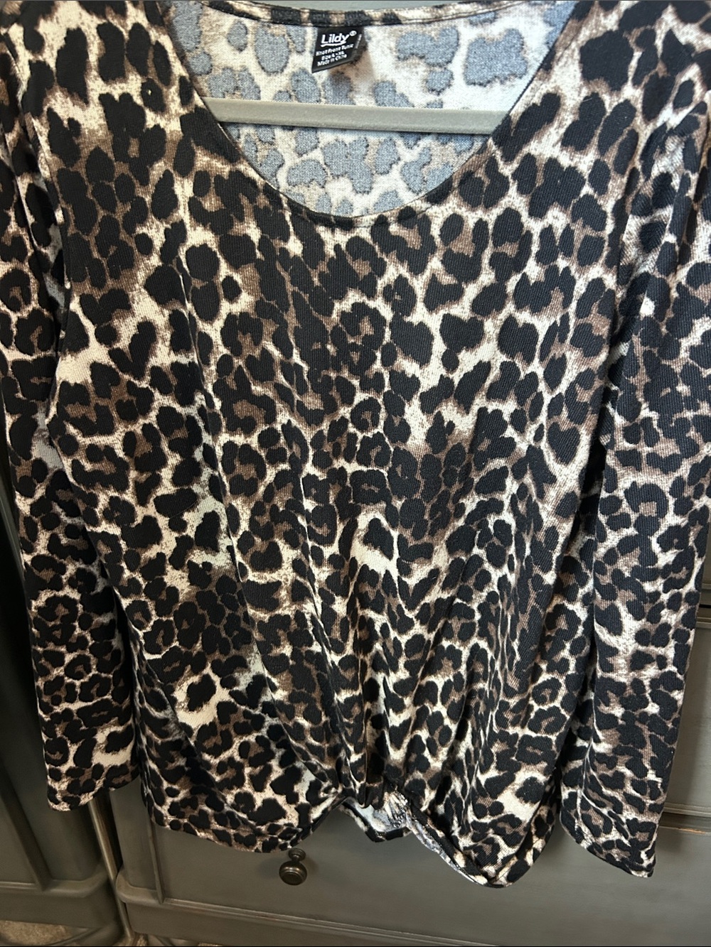 Lily Plus Size Leopard Long Sleeve Top - Brown/Black